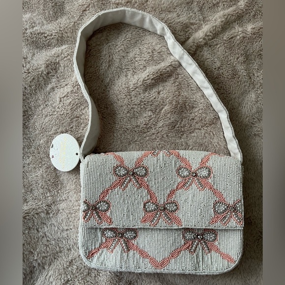 NWT Altar’d State Beaded Bag Cream and Pink Bows - Picture 13 of 13